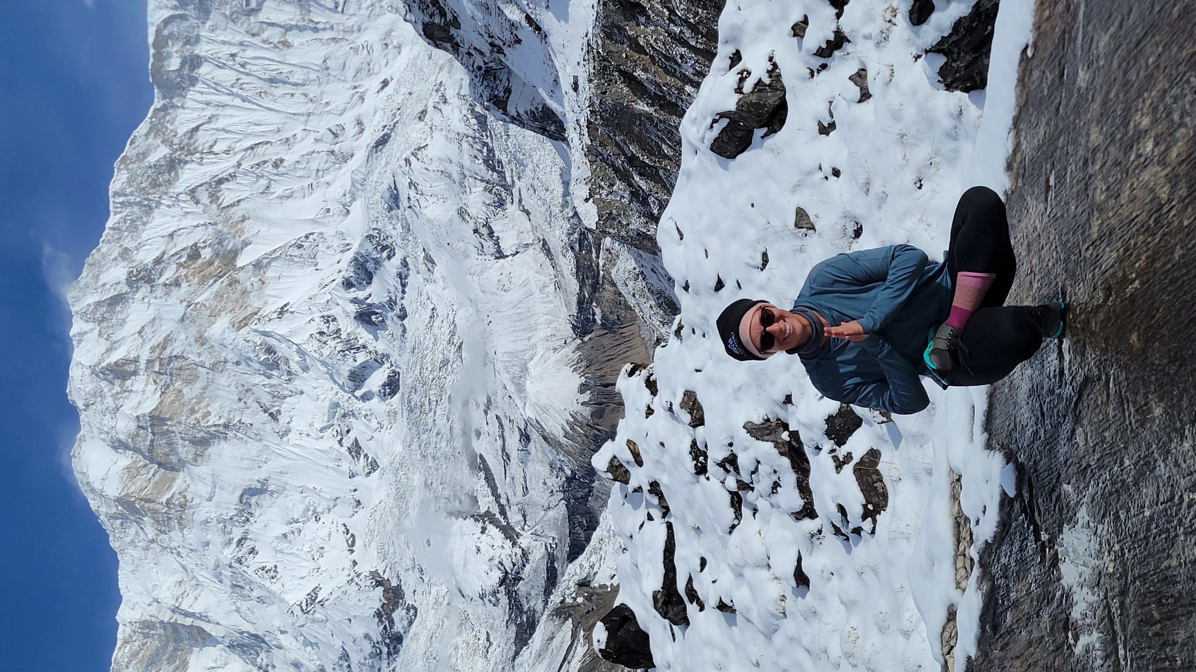 Amber in front of Annapurna mountain in Nepal